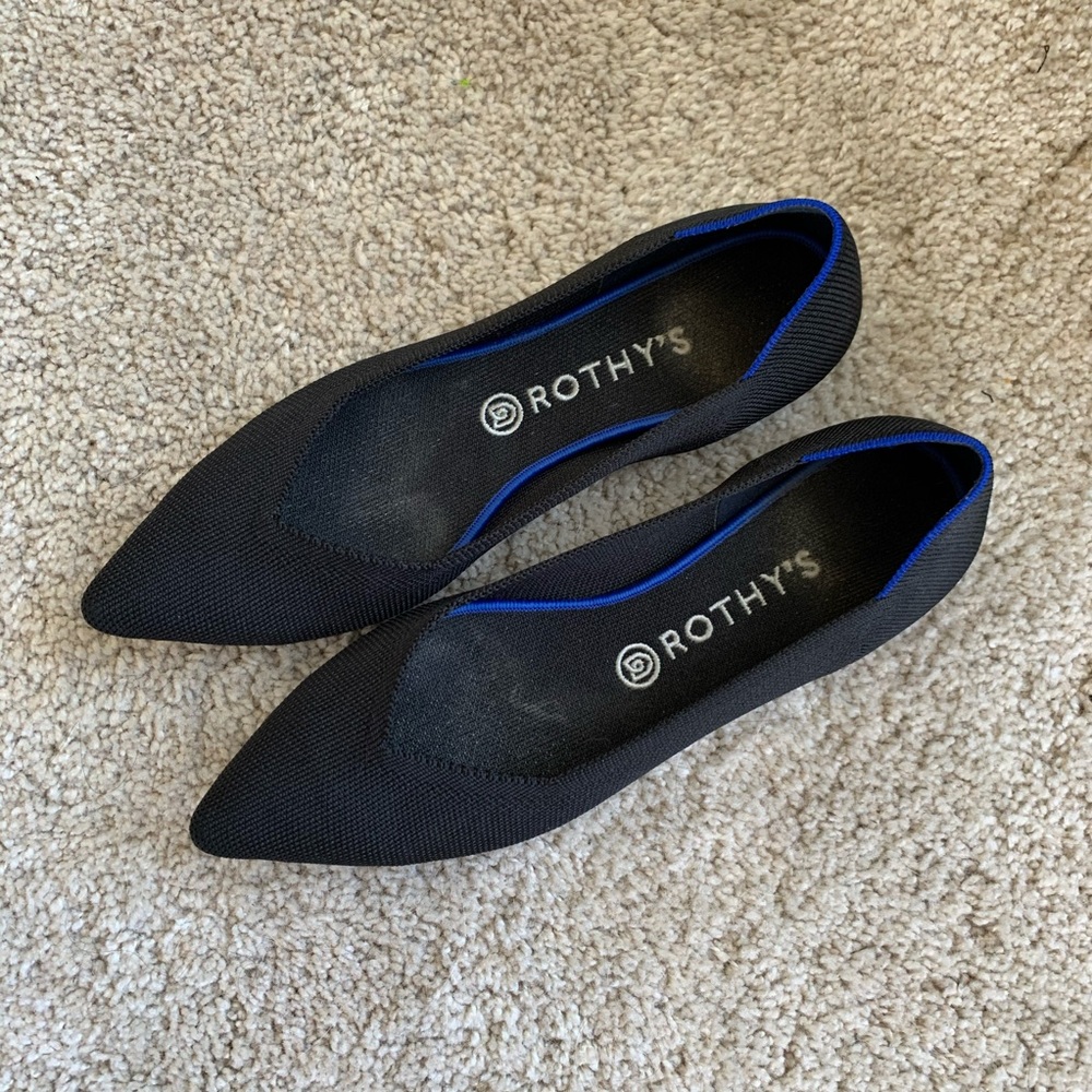 Rothy’s black point flats, washable